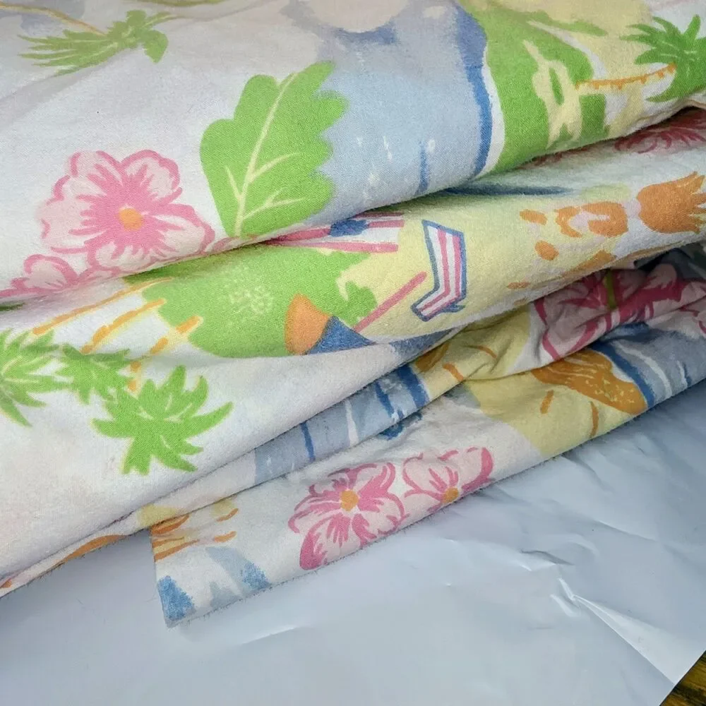 Pottery Barn Kids Garden Party Twin Flat Sheet Paisley White w/ Flowers Girls